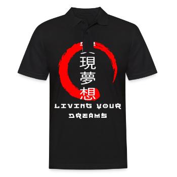 Living your dreams zitieren japanische Kanji-Wörter - Männer Poloshirt - Schwarz - Vorne - Kai (181cm)