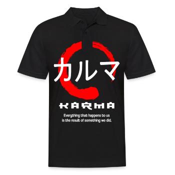 Karma Japon citation kanji japonais caractères - Polo Homme - noir - Devant - Kai (181cm)