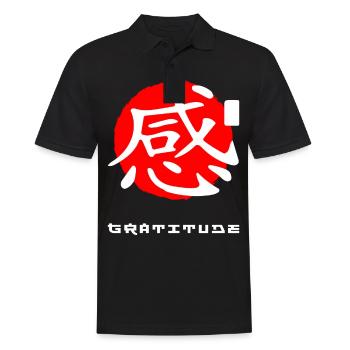 Gratitude Japan quote Japanese kanji words - Men's Polo Shirt - black - Front - Kai (181cm)