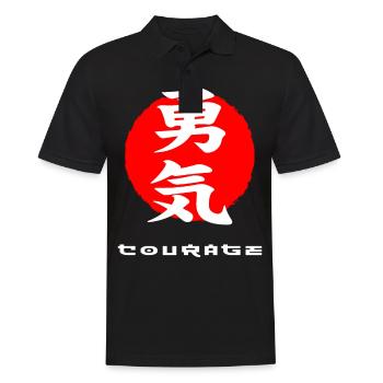 Courage Japan zitiert japanische Kanji-Wörter - Männer Poloshirt - Schwarz - Vorne - Kai (181cm)