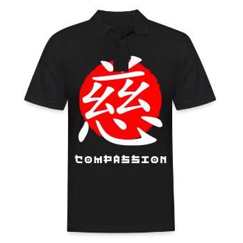 Compassion Japan zitiert japanische Kanji-Wörter - Männer Poloshirt - Schwarz - Vorne - Kai (181cm)
