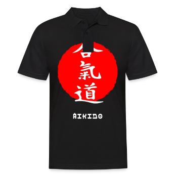 Aïkido art martial sport Japon kanji japonais - Polo Homme - noir - Devant - Kai (181cm)