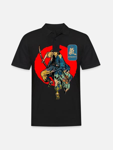 Samurai Krieger Schwert Japanische Kunst Stärke Kanji - Männer Poloshirt - Schwarz