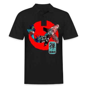 Japan Koi Carp Fish Water Pond Asian Japanese - Men's Polo Shirt - black - Front - Kai (181cm)