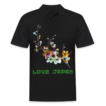 Cherry Blossom Sakura Tree Symbol Word Kanji Love - Men's Polo Shirt - black - Front - Kai (181cm)