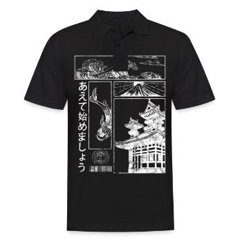 Vaporwave Ästhetik Japan Streetwear Japanisch - Männer Poloshirt - Schwarz - Vorne - Kai (181cm)