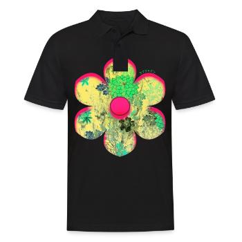 Traditionelle japanische Sakura ästhetische Blumen - Männer Poloshirt - Schwarz - Vorne - Kai (181cm)