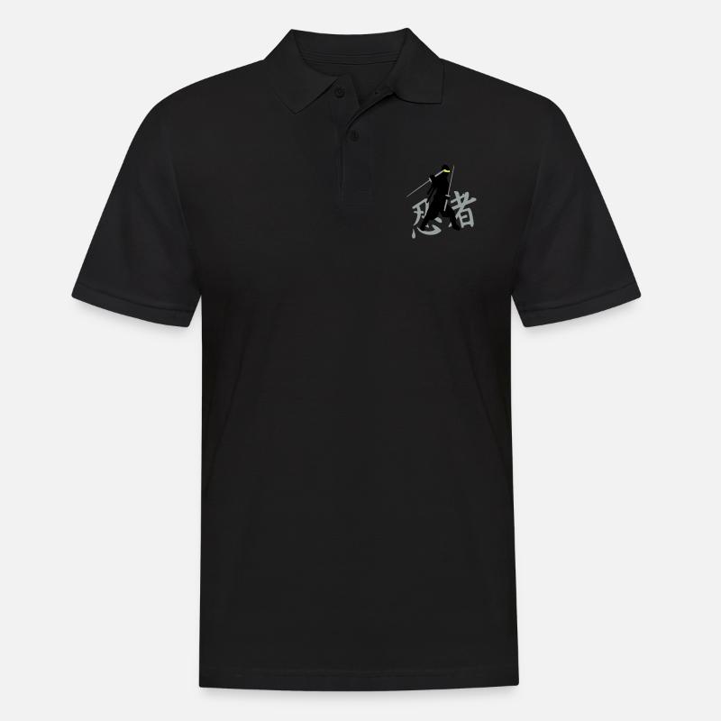 ninja kanji (A, 3c) - Polo Homme - noir