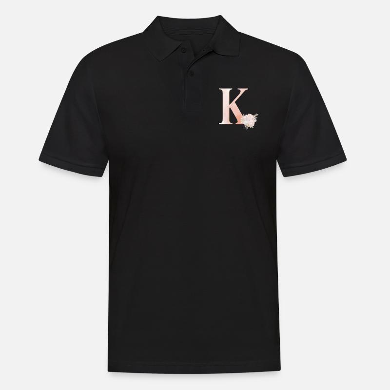 Buchstabe K mit Blumen - Männer Poloshirt - Schwarz