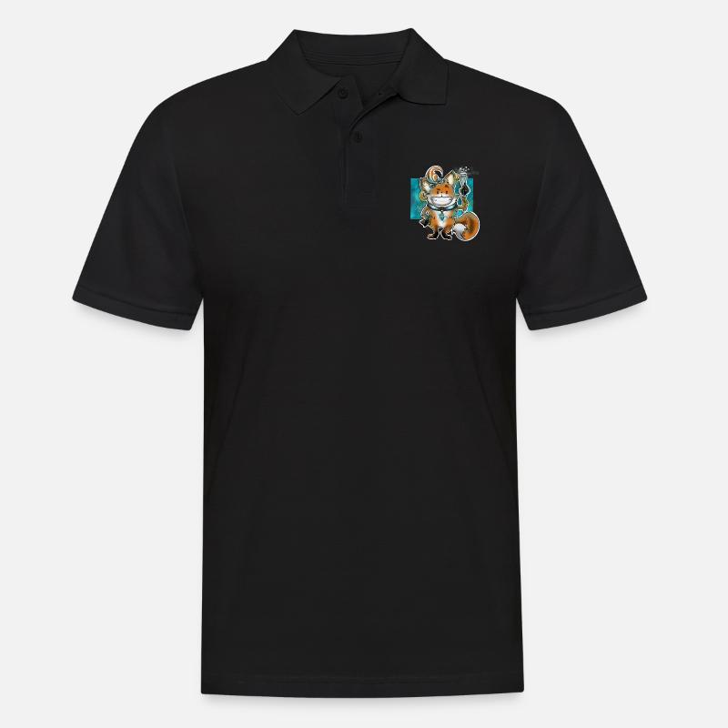 Prost Mahlzeit mit Fuchs - Männer Poloshirt - Schwarz