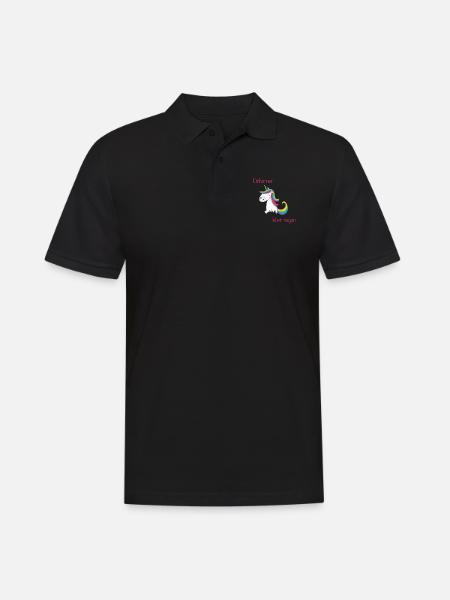 Einhörner leben vegan - Männer Poloshirt - Schwarz