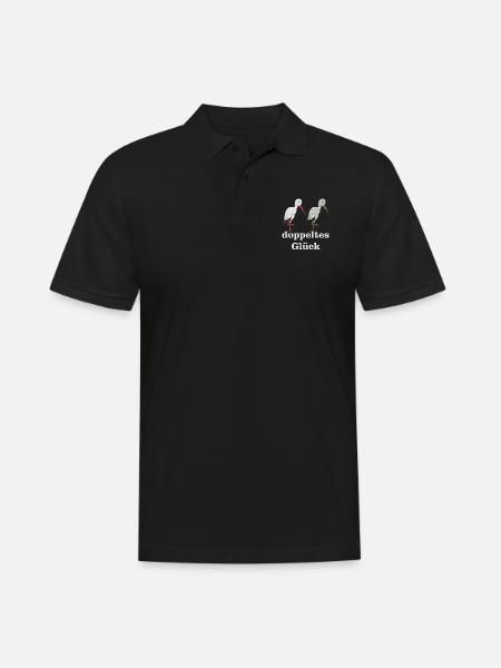 storchenpaar doppeltes glück - Männer Poloshirt - Schwarz
