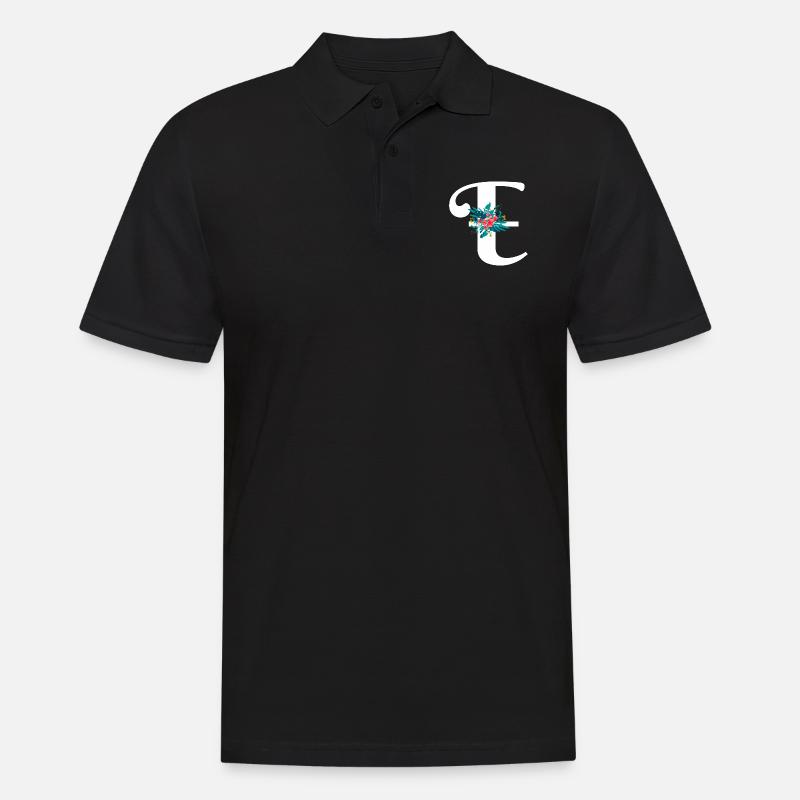 lettre E fleuris - Polo Homme - noir