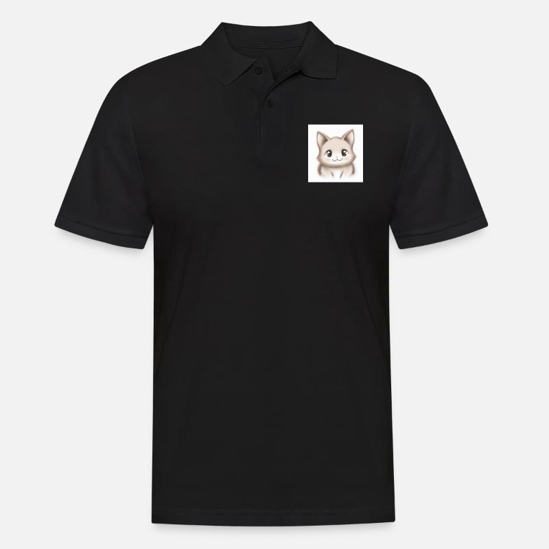 Katze gezeichnet - Männer Poloshirt - Schwarz