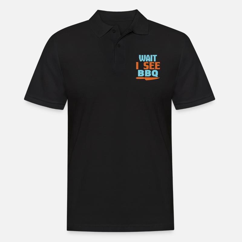 WARTE, ICH SEHE BBQ - Männer Poloshirt - Schwarz