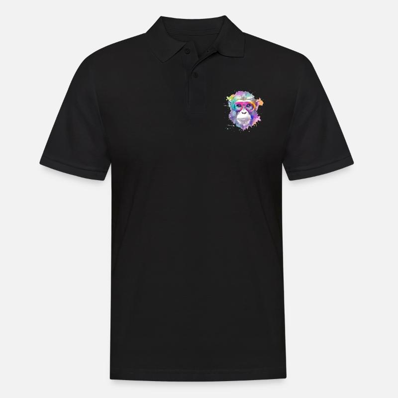 Koki der Schimpanse - Männer Poloshirt - Schwarz