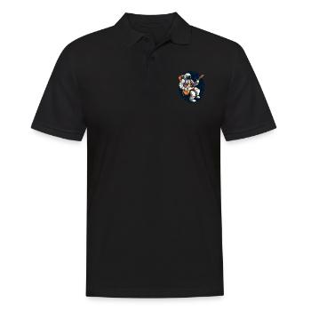 Astronaut mit Gitarre Weltraum Gitarrist - Männer Poloshirt - Schwarz - Vorne - Kai (181cm)