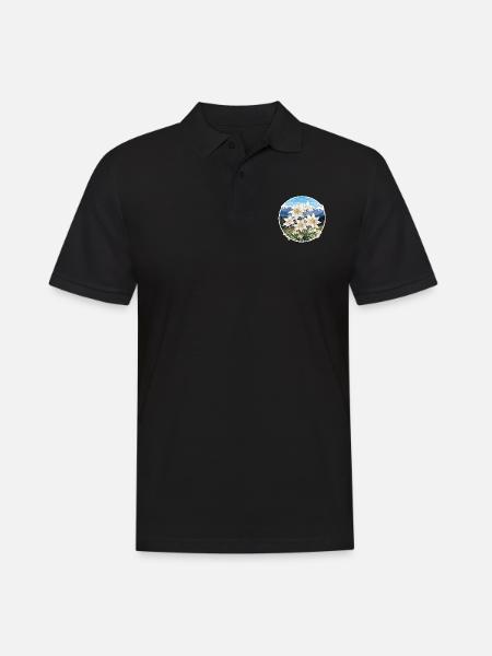 Edelweiss Fleur Plante Montagnes - Polo Homme - noir