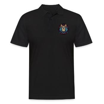 Wolf with Ornament, Love Wolfs - Men's Polo Shirt - black - Front - Kai (181cm)