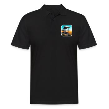 Bus stop in a field. - Männer Poloshirt - Schwarz - Vorne - Kai (181cm)