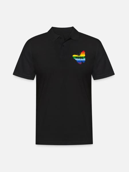 Rainbow Flag Butterfly - Men's Polo Shirt - black