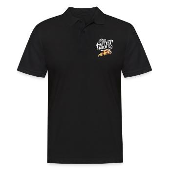 Du hattest mich bei Pizza Lustige Illustration - Männer Poloshirt - Schwarz - Vorne - Kai (181cm)