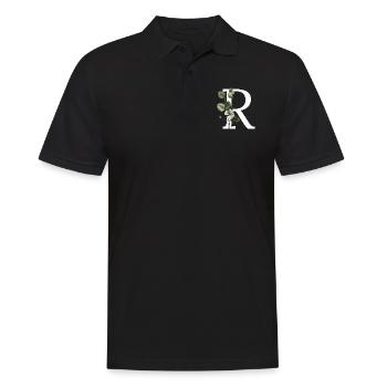 Buchstabe R Grün Botanisch - Männer Poloshirt - Schwarz - Vorne - Kai (181cm)