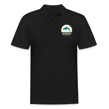 Delfin im Sprung - Männer Poloshirt - Schwarz - Vorne - Kai (181cm)