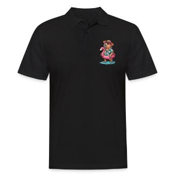 Capybara in den Sommerferien - Männer Poloshirt - Schwarz - Vorne - Kai (181cm)