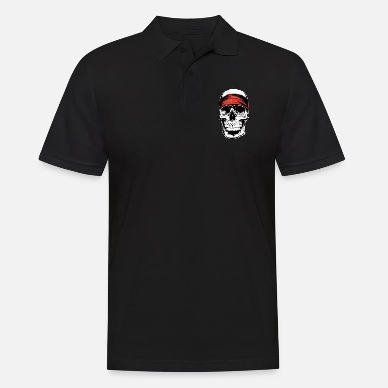 Biker Skull - Männer Poloshirt - Schwarz