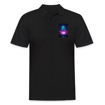 Eine Flucht in die Synthwave Retrowave Oase - Männer Poloshirt - Schwarz - Vorne - Kai (181cm)