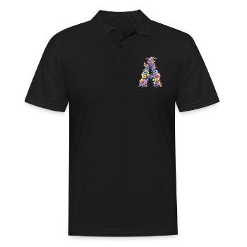 A – Floraler Anfangsbuchstabe 💐🌼🦋 - Männer Poloshirt - Schwarz - Vorne - Kai (181cm)