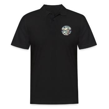 Bear Camping by the Lake at Night - Men's Polo Shirt - black - Front - Kai (181cm)