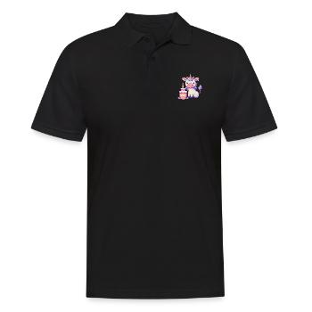 Drôle de vachelicorne avec gâteau d’anniversaire - Polo Homme - noir - Devant - Kai (181cm)