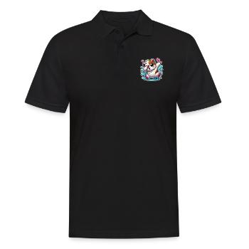 Tupfen Meerschweinchen Cartoon Aufkleber - Männer Poloshirt - Schwarz - Vorne - Kai (181cm)