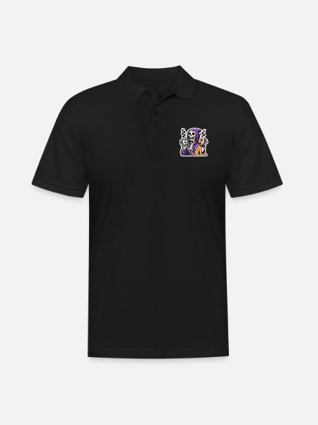 Skeleton Coffee Lover with Dog - Men's Polo Shirt - black