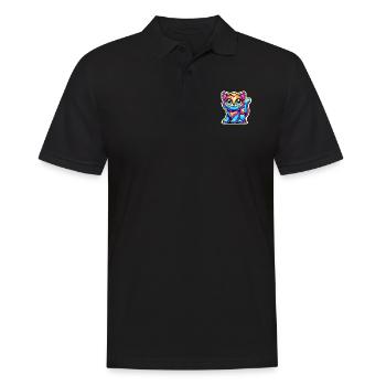 Neon Glow Crazy Cat Design - Men's Polo Shirt - black - Front - Kai (181cm)
