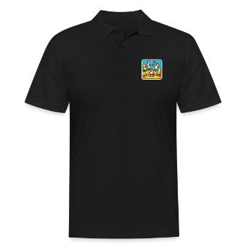 Lustiger Hotdog-Unfall am Lagerfeuer - Männer Poloshirt - Schwarz - Vorne - Kai (181cm)