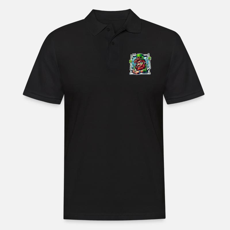 Mürrischer Kobold St. Patricks Fenster - Männer Poloshirt - Schwarz