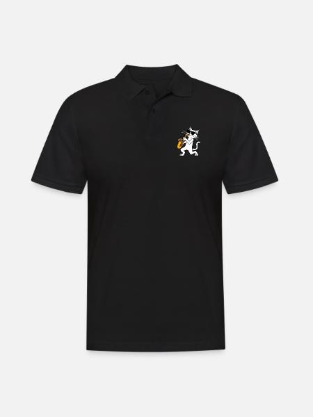 Lustige Katze mit Sonnebrille und Saxophon - Männer Poloshirt - Schwarz