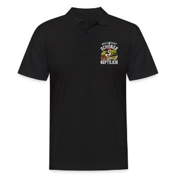 Gecko Schlange Waran Eidechse Geschenk Reptil - Männer Poloshirt - Schwarz - Vorne - Kai (181cm)