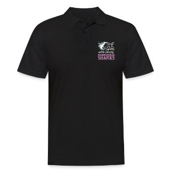 Shark Only one girl who loves hammerhead sharks Hammerhead shark - Men's Polo Shirt - black - Front - Kai (181cm)