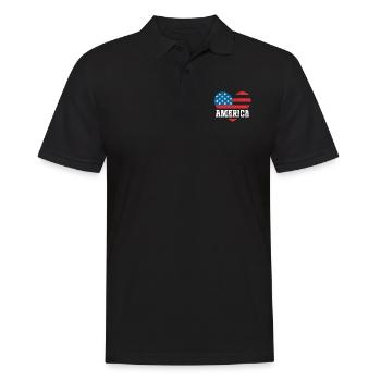 Amerika Flagge Herz - Männer Poloshirt - Schwarz - Vorne - Kai (181cm)