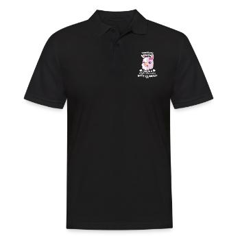 Alpaka Kuscheltier Mädchen Kinder - Männer Poloshirt - Schwarz - Vorne - Kai (181cm)