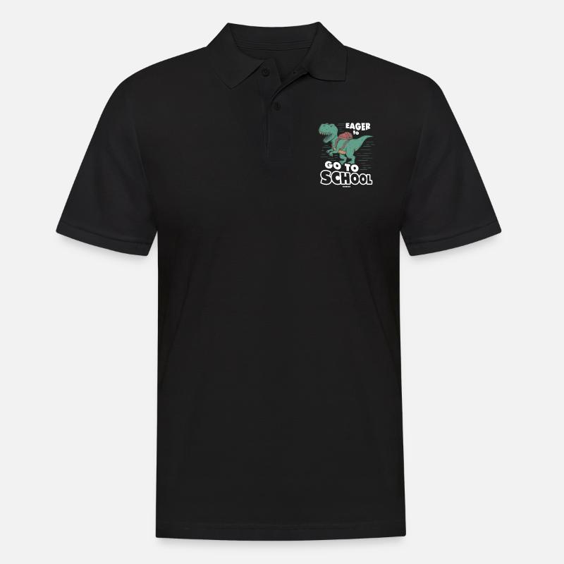 T-Rex Dinosaurier Schule - Männer Poloshirt - Schwarz