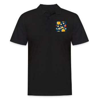 Freaky Solar System Pattern - Men's Polo Shirt - black - Front - Kai (181cm)