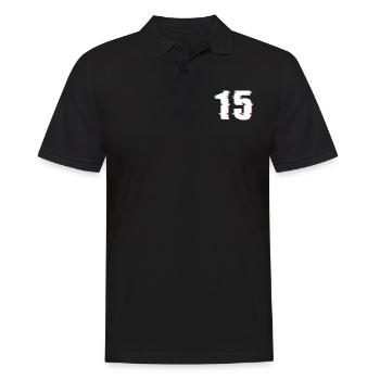 15 Fünfzehn Zahl Effekt Verzerrt Nummer - Männer Poloshirt - Schwarz - Vorne - Kai (181cm)