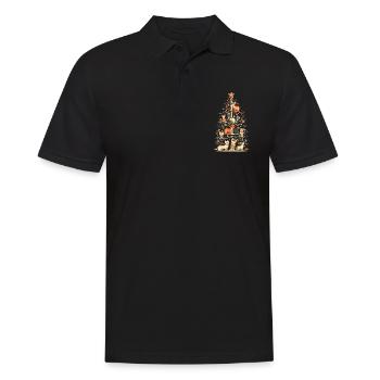 Katzen Tannenbaum Weihnachten Christbaum - Männer Poloshirt - Schwarz - Vorne - Kai (181cm)