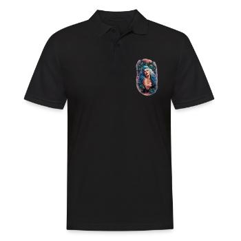 Exotische Fantasie Gefiederter Pfau Kunst - Männer Poloshirt - Schwarz - Vorne - Kai (181cm)