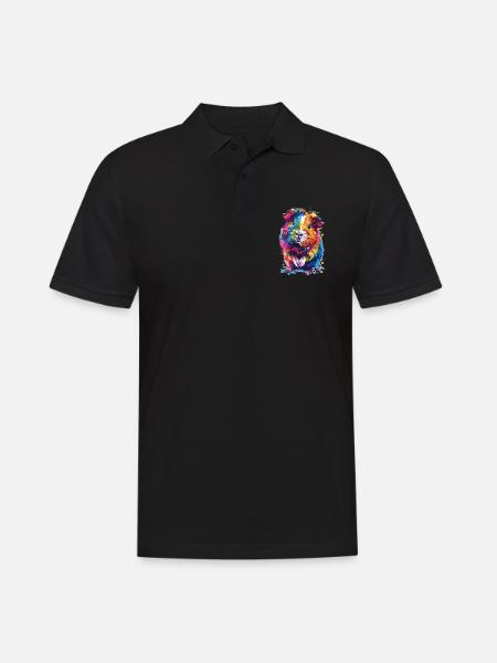 Buntes Hipster-Meerschweinchen - Männer Poloshirt - Schwarz
